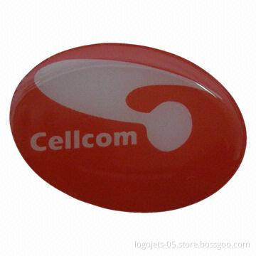 Lapel Pin with Silkscreen or Offset Printing, Epoxy Dome